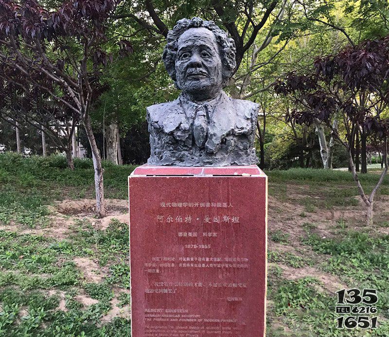 铜雕校园西方名人爱因斯坦头像图片