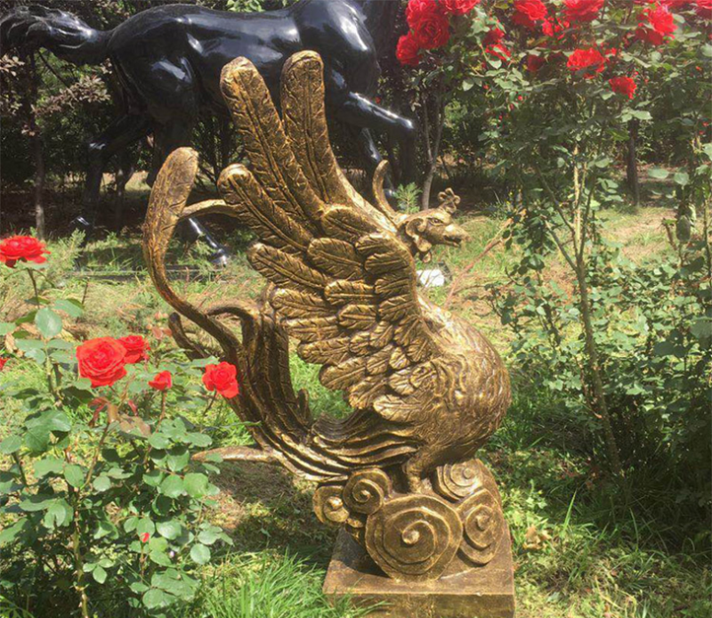 公园动物凤凰铜雕图片