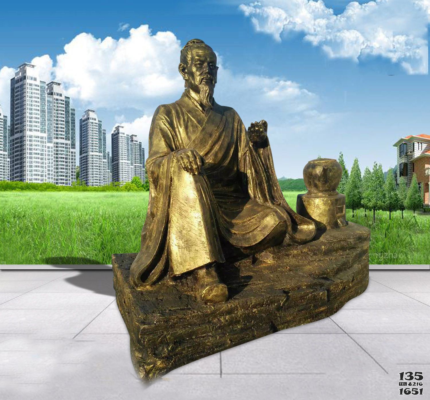 古代名医张仲景铜雕图片