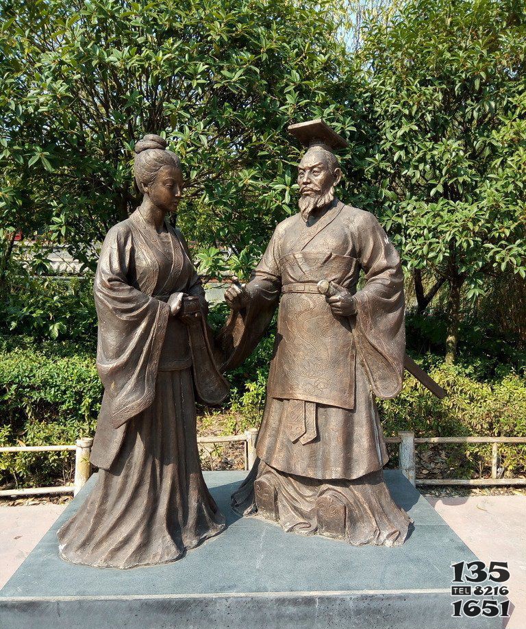 江镇公园古代人物小品铜雕图片