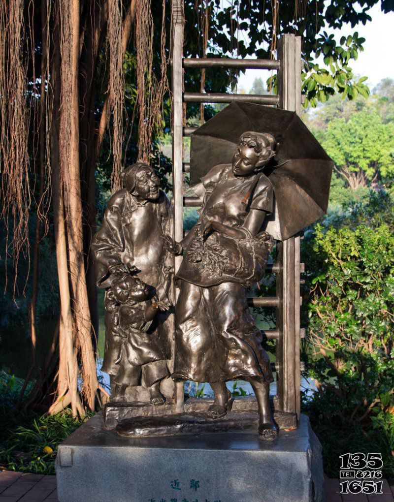 公园近邻人物铜雕图片