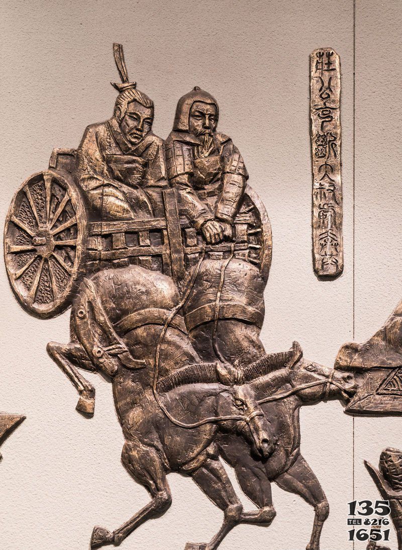 铜雕古代马车人物锻铜浮雕图片