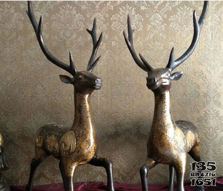 铜雕室内装饰动物鹿雕塑图片