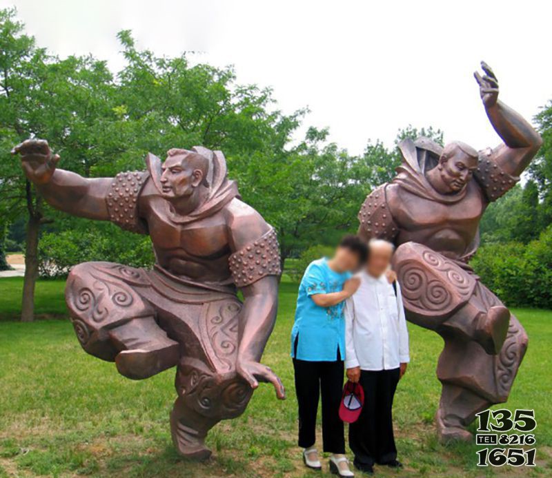 蒙古摔跤公园景观铜雕图片