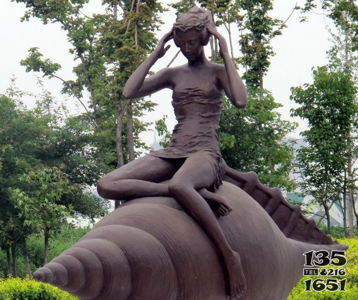 公园海螺姑娘景观铜雕图片