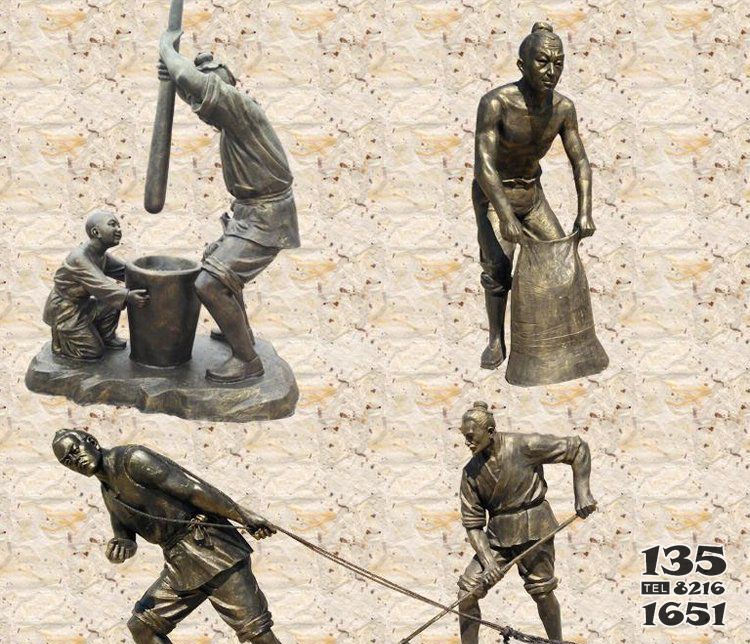 干农活的人物古代人物铜雕图片