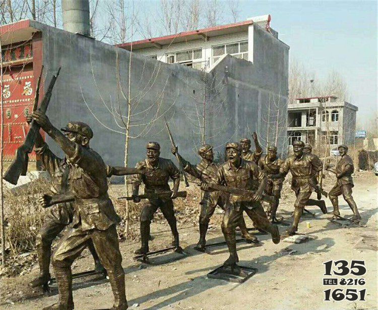 冲锋解放军人物铜雕塑图片