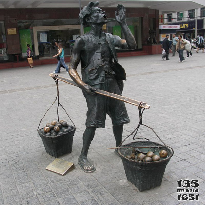 民间集市卖水果人物情景铜雕雕塑摆件加工图片