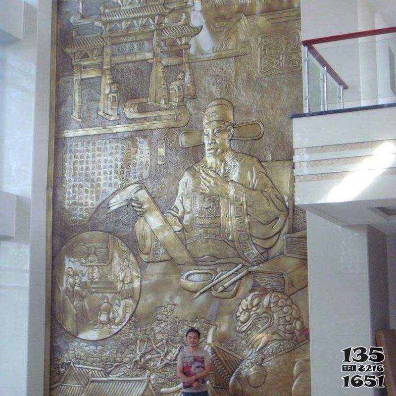 别墅背景墙大型锻铜古代人物浮雕壁画雕塑直销图片