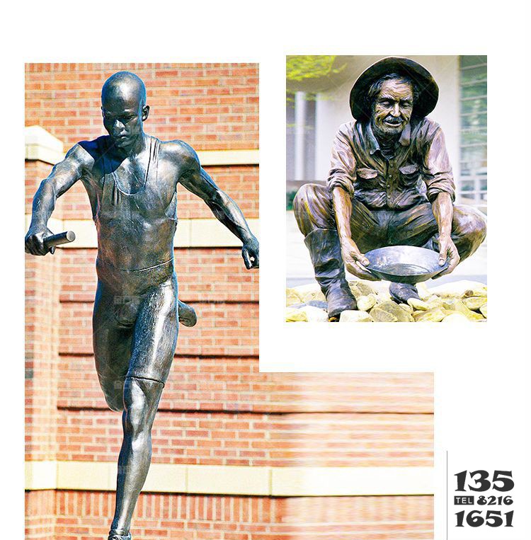 铜雕奔跑人物雕塑图片