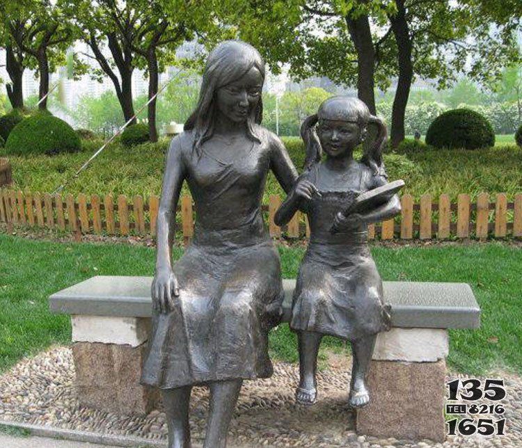 公园装饰母女人物铜雕塑图片