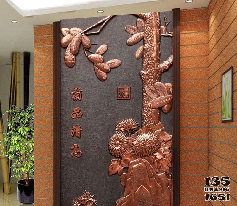 梅兰竹菊办公装饰壁画铜浮雕图片