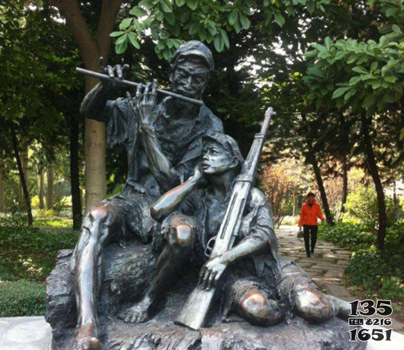 公园艰苦岁月八路军人物铜雕图片