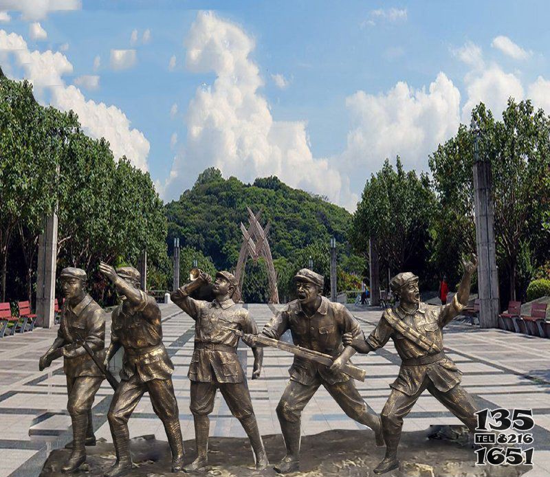 抗战主题红军人物铜雕图片