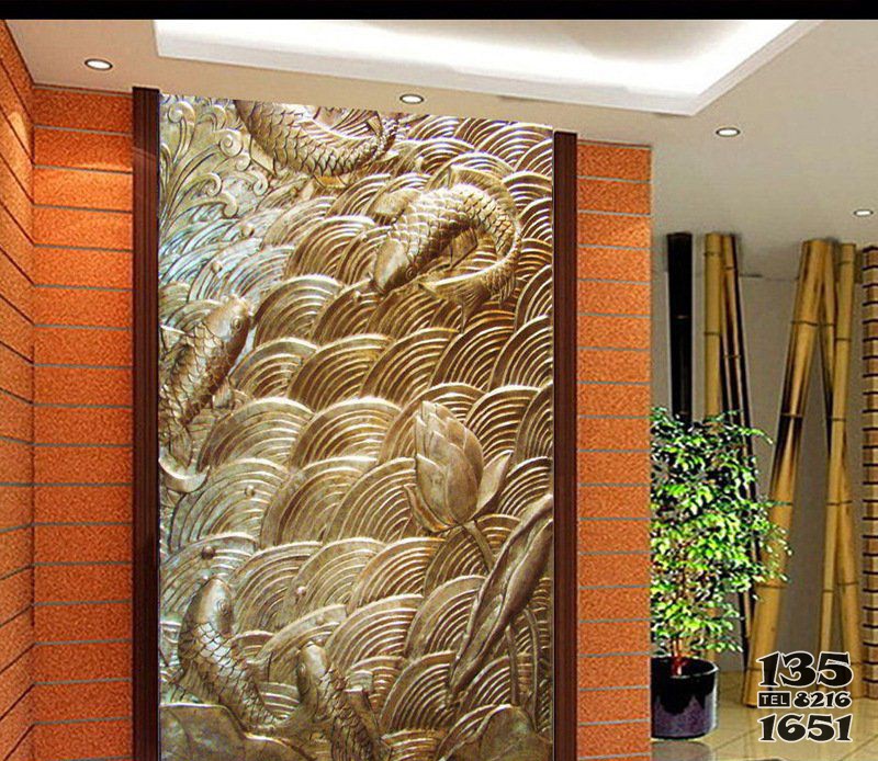 铜雕酒店锻造鲤鱼壁画景观摆件图片